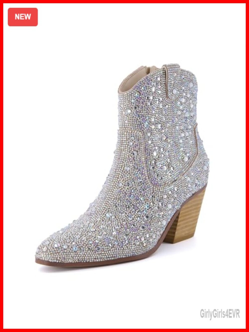 Western Boots Rhinestone Cowboy Ankle Booties Memory Foam